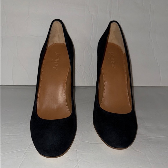 J. Crew Black Classic Suede Round Toe Block Heel Pumps Women’s Size 7.5 - Picture 2 of 6